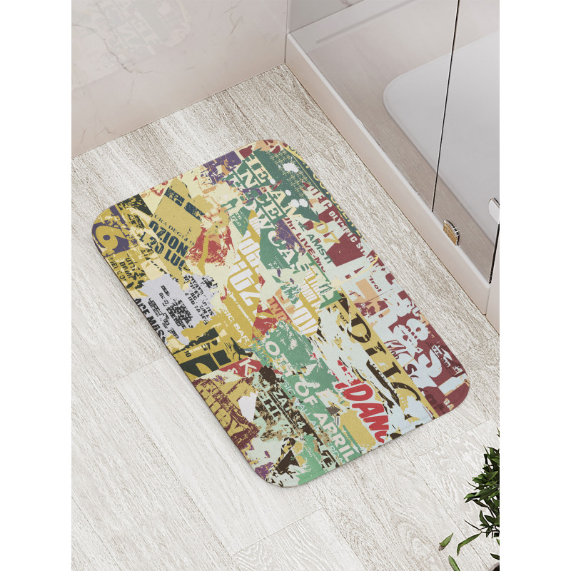 Old Torn Posters Collage Bath Mat
