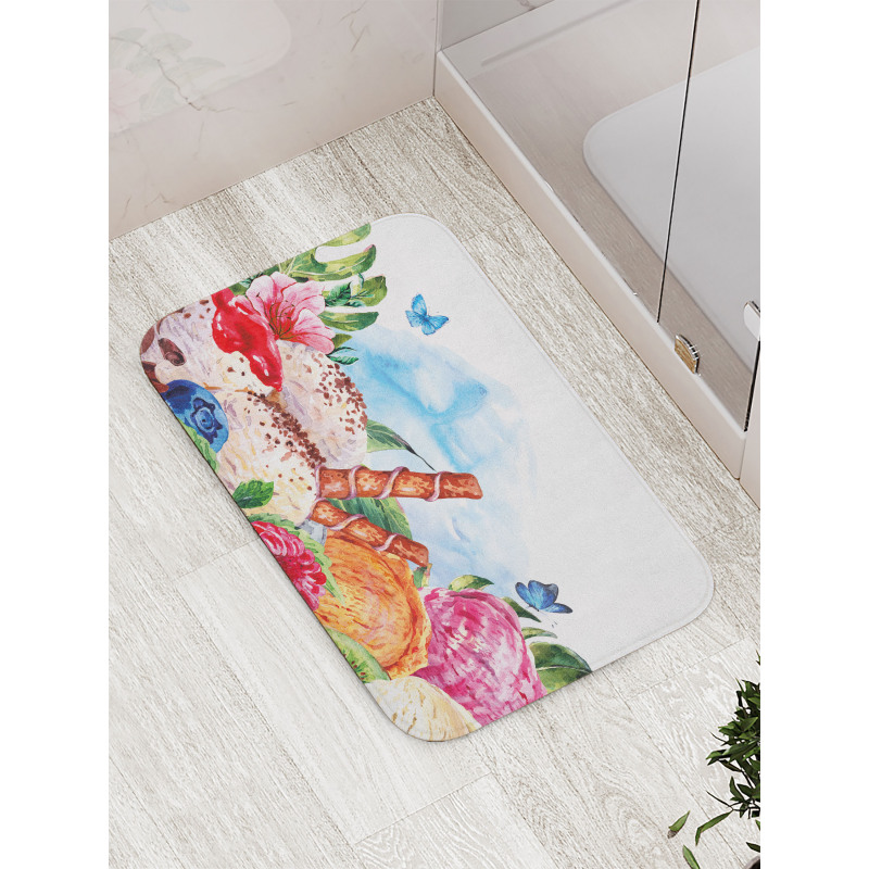 Dessert and Flower Art Bath Mat