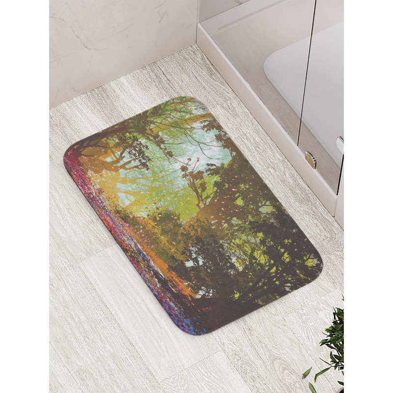 Spring with Fall Leaves Bath Mat