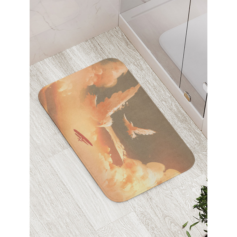 Plane in Sunset Cloud Bath Mat