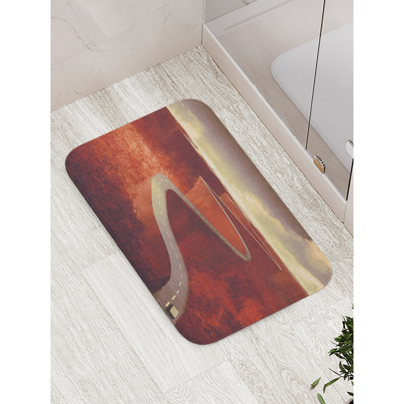 Windy Road Clouds Bath Mat