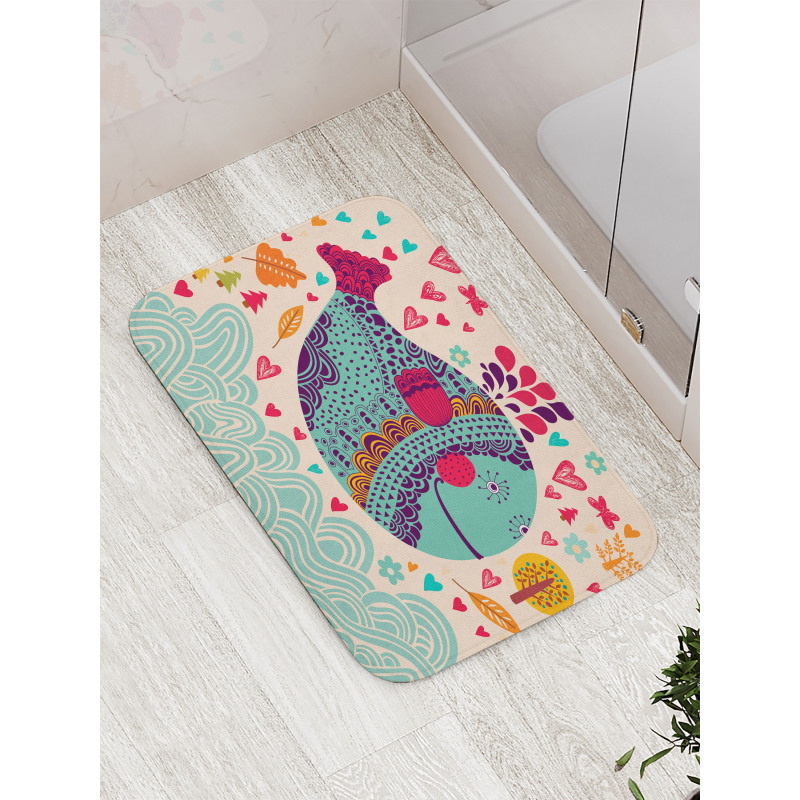 Colorful Whales Plants Bath Mat