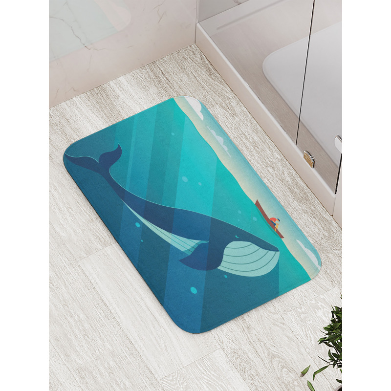 Sailor Whale with Rays Bath Mat