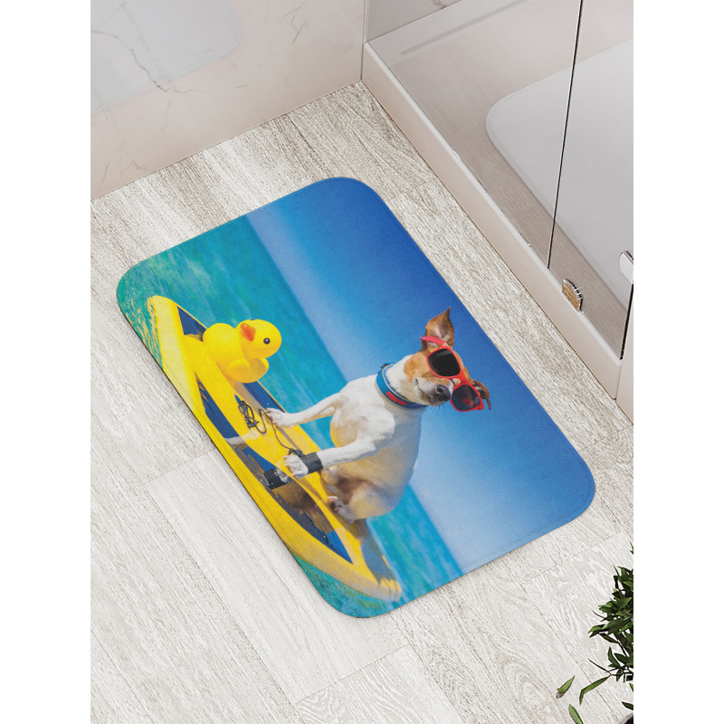 Dog Duck Surfing Bath Mat