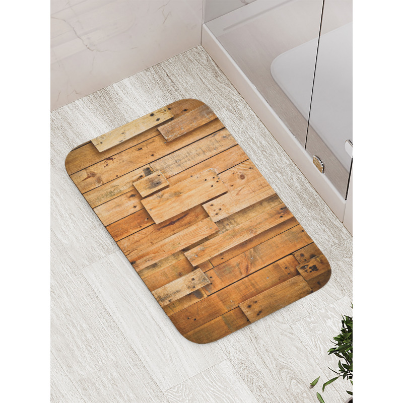 Lodge Wall Planks Print Bath Mat