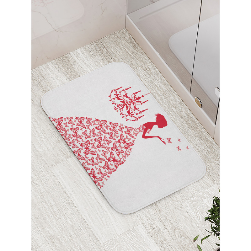 Monochrome Butterfly Princess Bath Mat