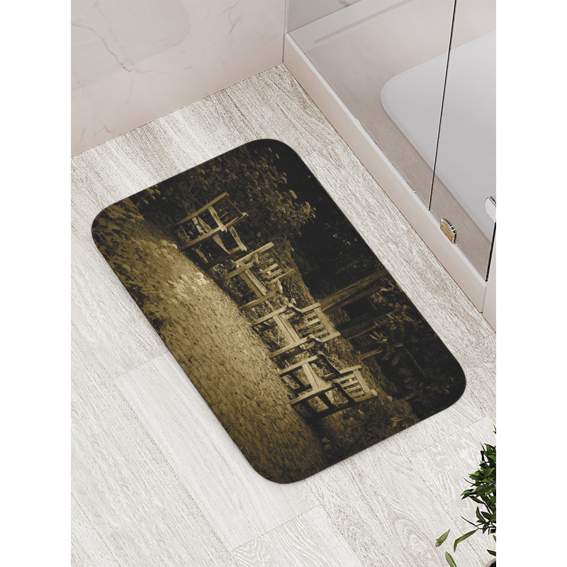 Small Wooden Rustic Chairs Bath Mat