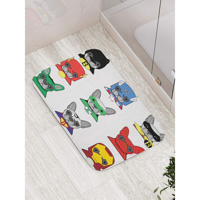 Cartoon Bulldog Art Bath Mat