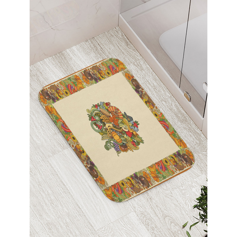 Pumpkin Wreath Bow Bath Mat