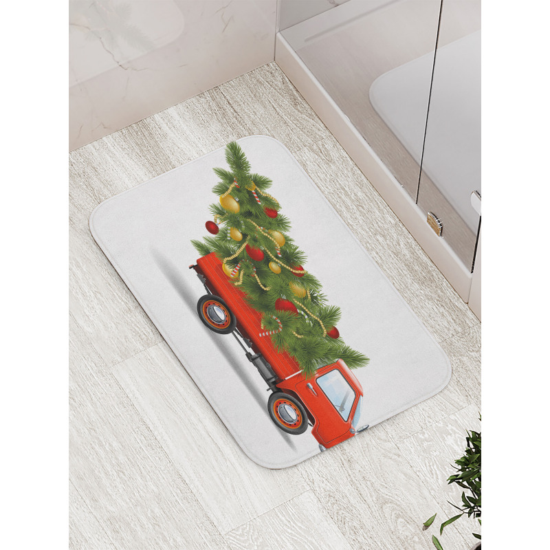 Xmas Truck and Tree Bath Mat