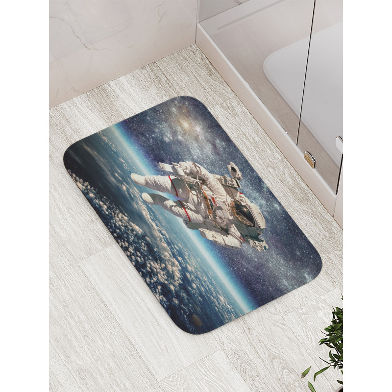 Astronaut Floats Outer Space Bath Mat