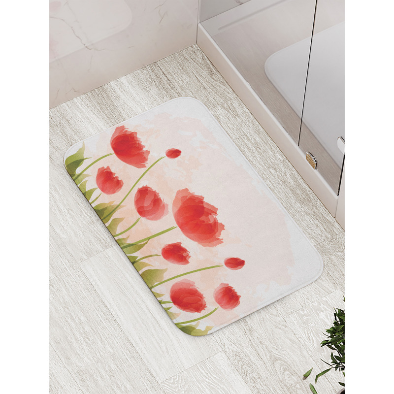 Romantic Tulip Blossoms Bath Mat