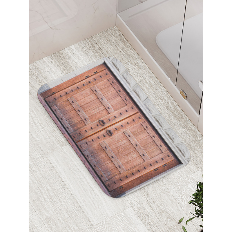 Antique French Wood Door Bath Mat