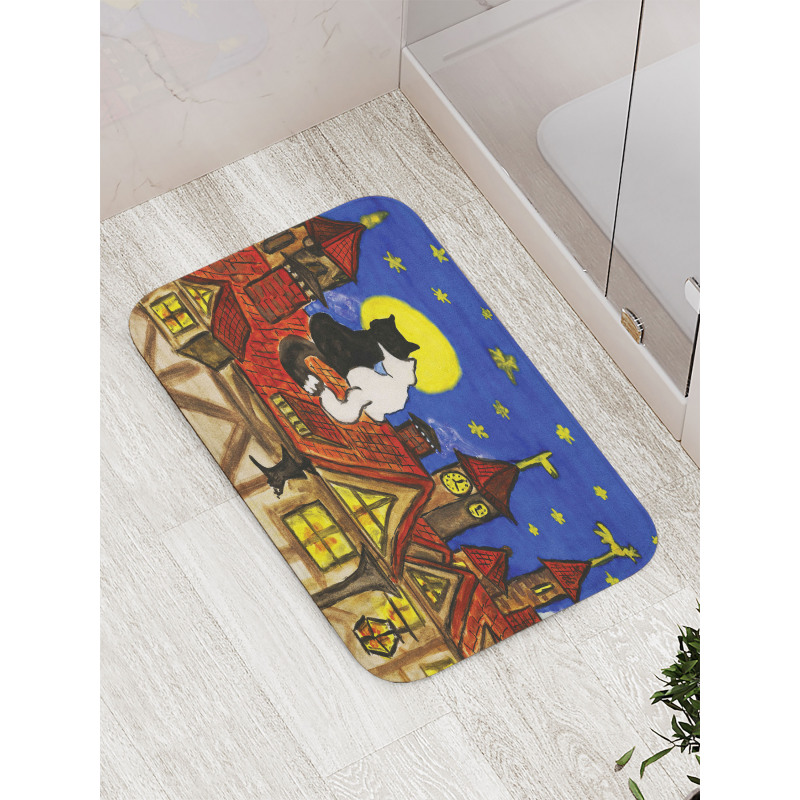 2 Lover Cats with Sky Bath Mat