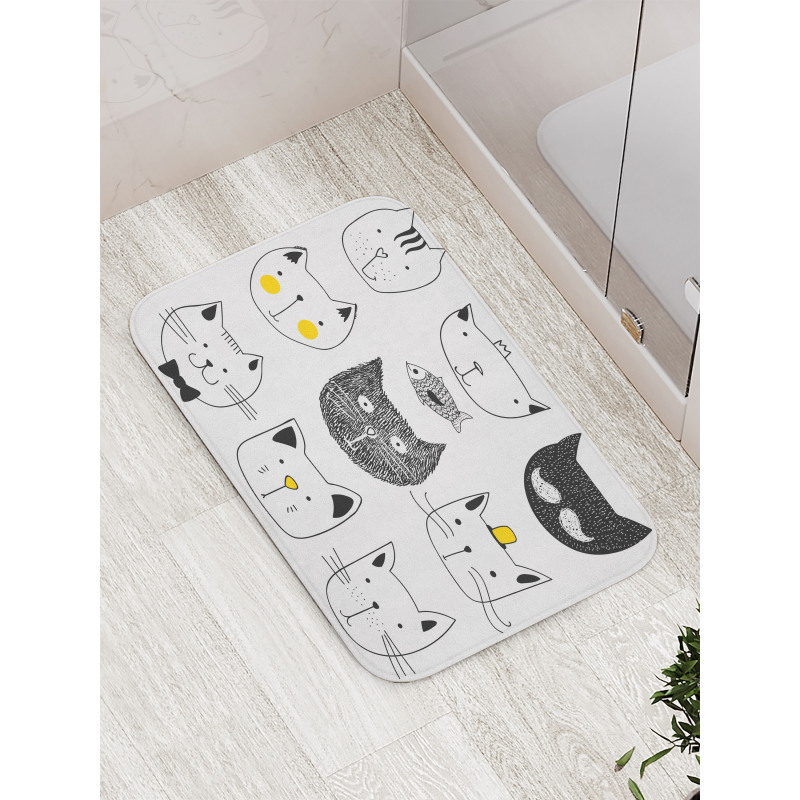 Cats with Fish Bath Mat