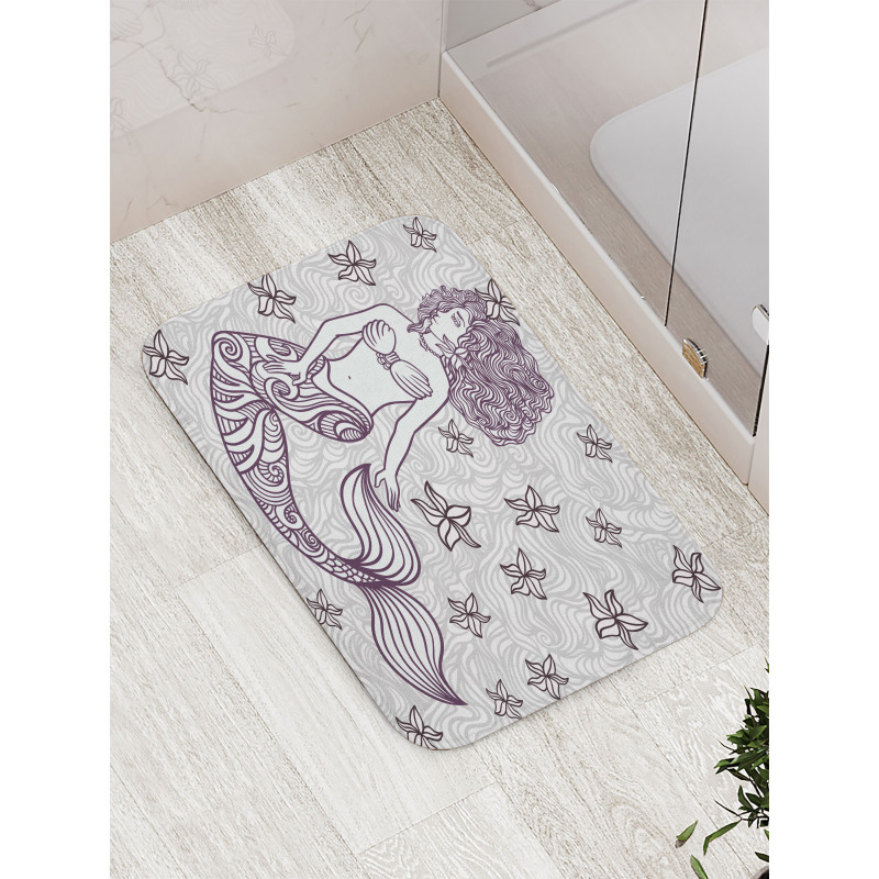 Mermaid with Wave Bath Mat