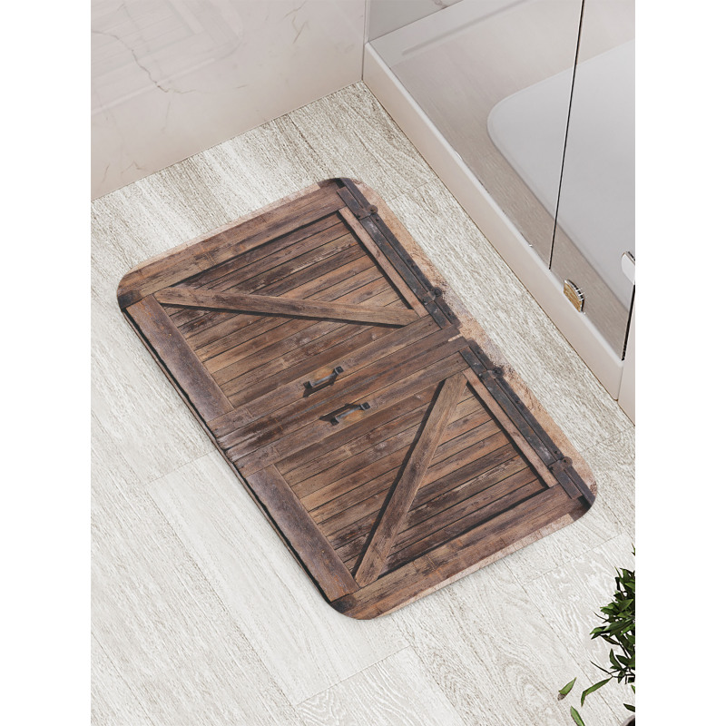 Wooden Barn Door Image Bath Mat