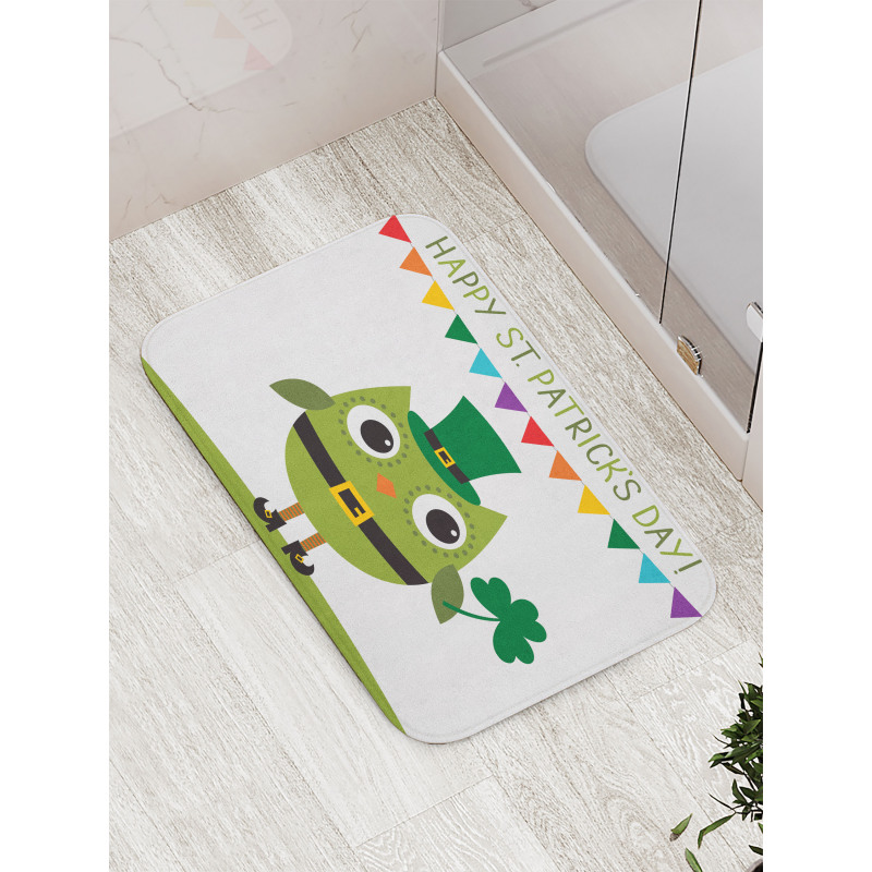 Owl Shamrock Bath Mat