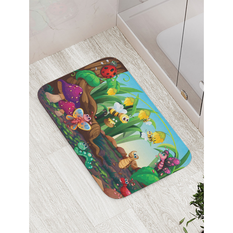 Butterfly Bee in Exotic Bath Mat