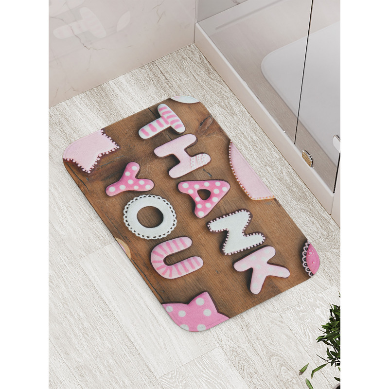 Rustic Cookie Letters Bath Mat