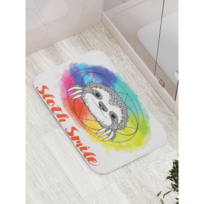 Rainbow Sloth Sketch Bath Mat