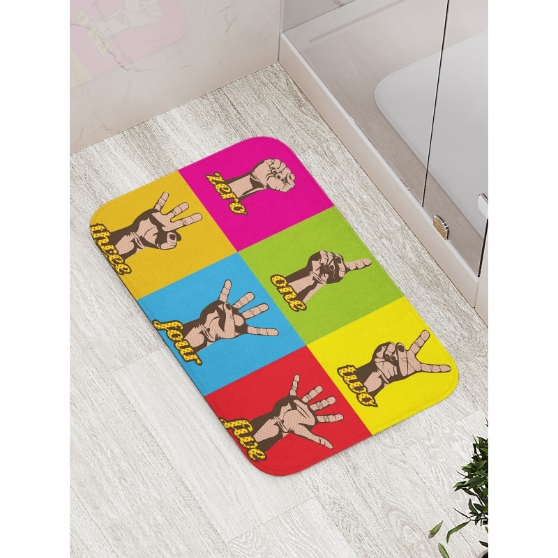 Colored Number Hands Bath Mat