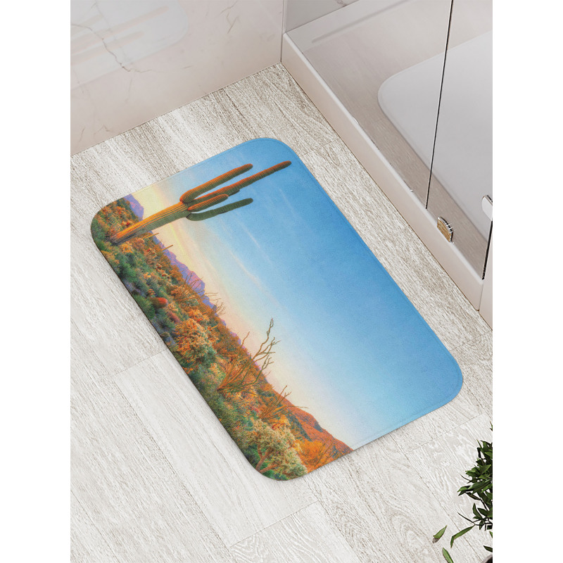 Cactus Sunset Landscape Bath Mat