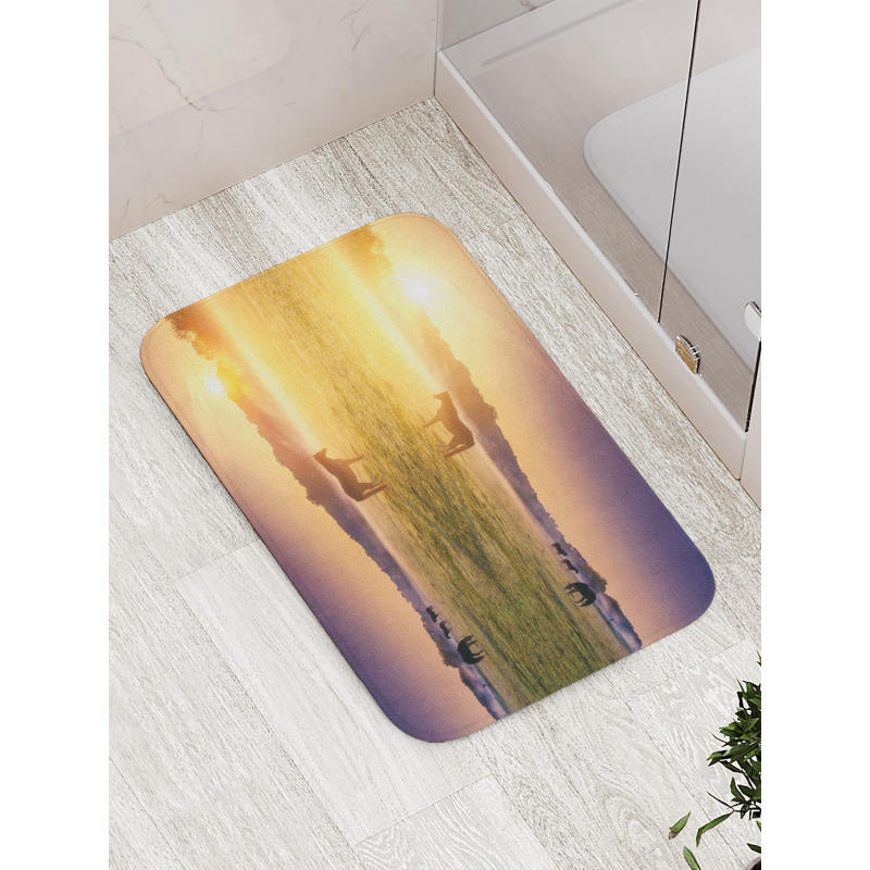 Horse Valley with Lake Bath Mat