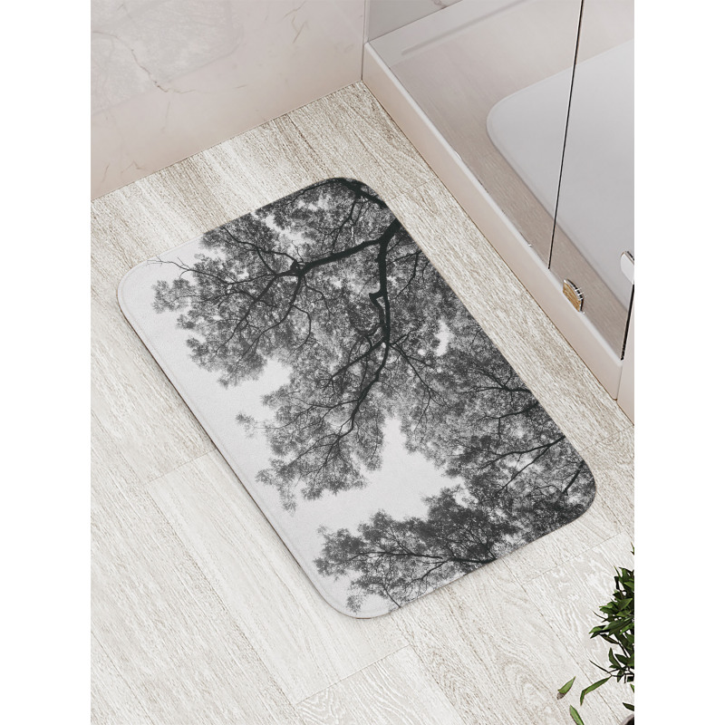 Tree Branches and Leaves Bath Mat