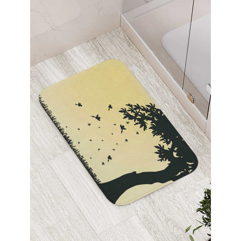 Tree with Falling Leaves Bath Mat