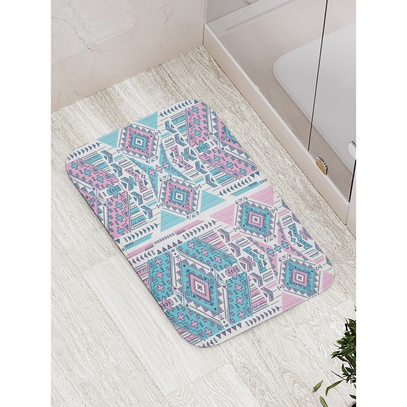 Pink Teal Aztec Bath Mat