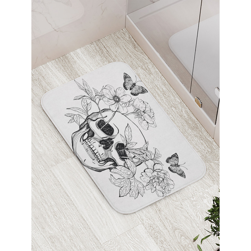 Skulls Butterflies Bath Mat