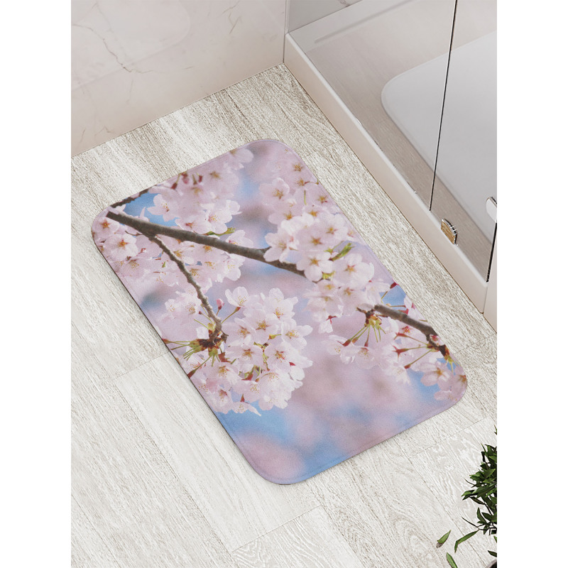 Floral Cherry Branches Bath Mat