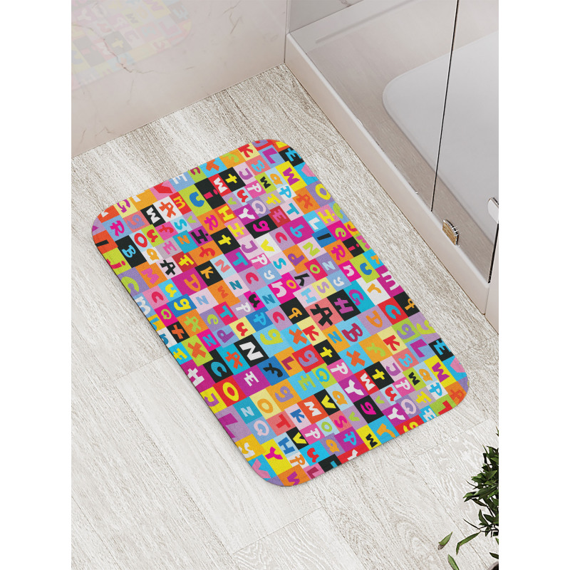 Colored Alphabet Puzzle Bath Mat