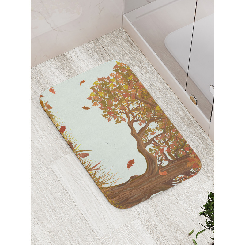 Deciduous Oak Leaves Bath Mat