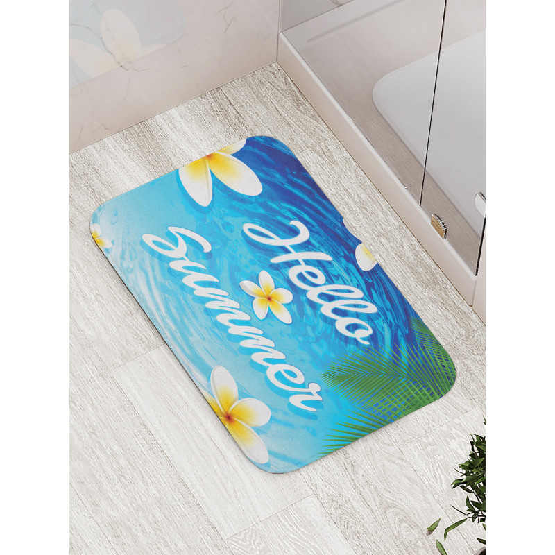 Palm Leaves Plumeria Bath Mat