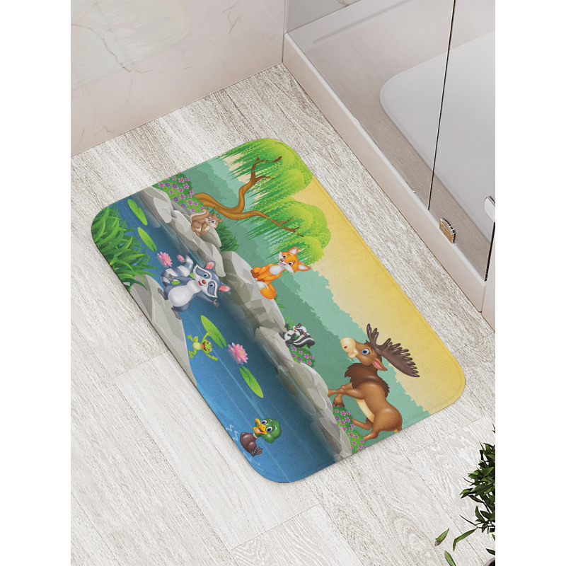 Funny Mascot Animals Bath Mat