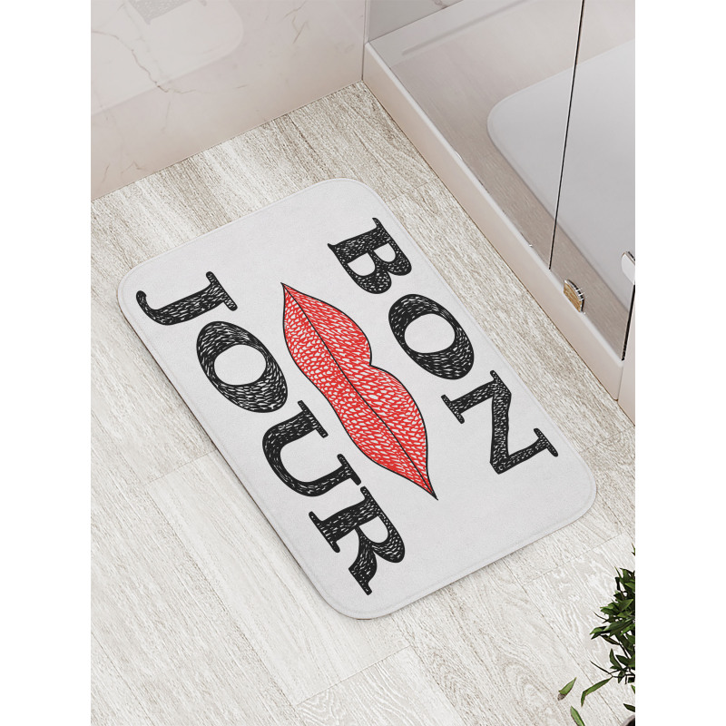 Vintage Bon Jour Words Bath Mat