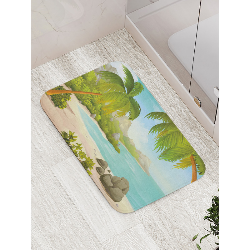 Palm Trees and Rocks Bath Mat