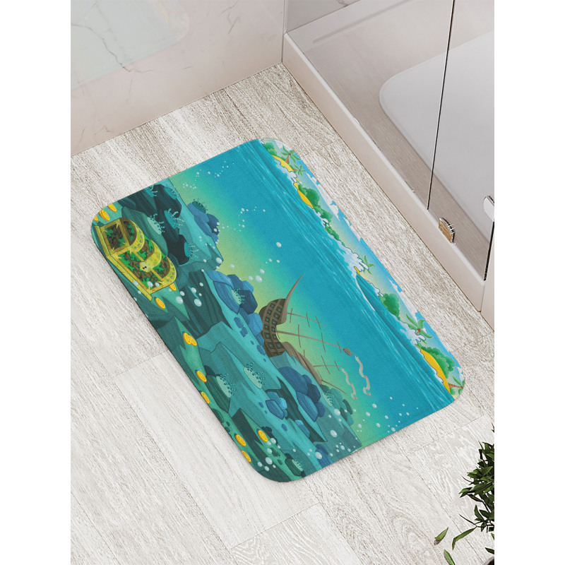 Sunk Ship Pirate Kids Bath Mat