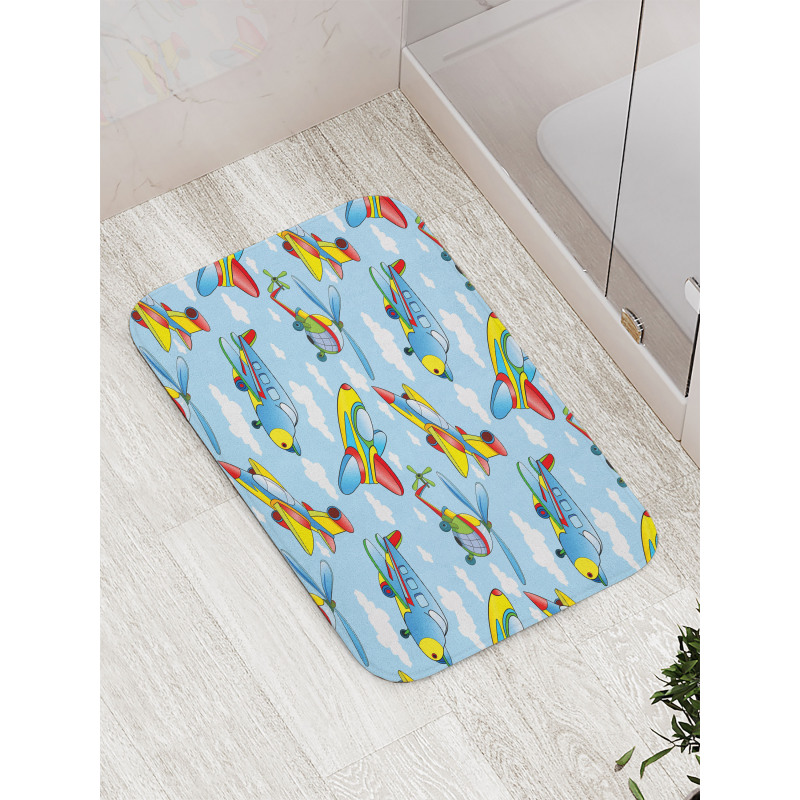 Planes and Helicopters Bath Mat
