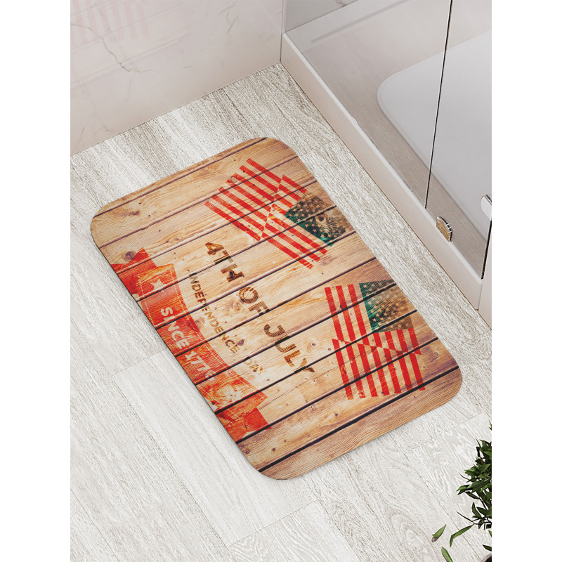 Wooden Planks Flag Bath Mat