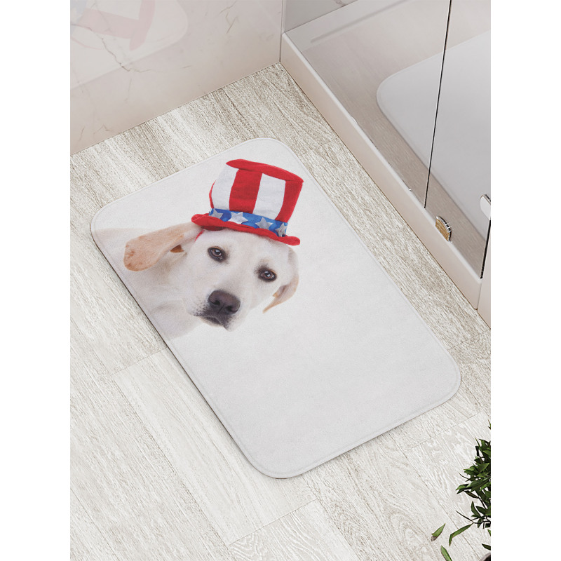 Dog with Hat Bath Mat