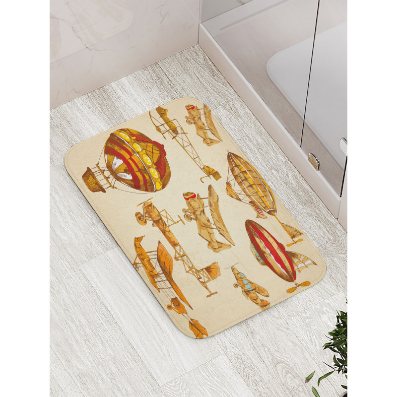 Vintage Baloons Planes Bath Mat