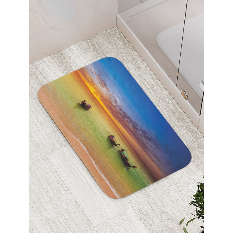 Thailand Boat in Ocean Bath Mat