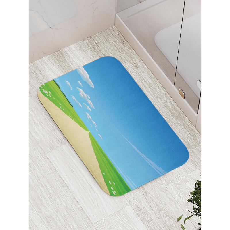 Sunny Sky Clouds Daisy Bath Mat