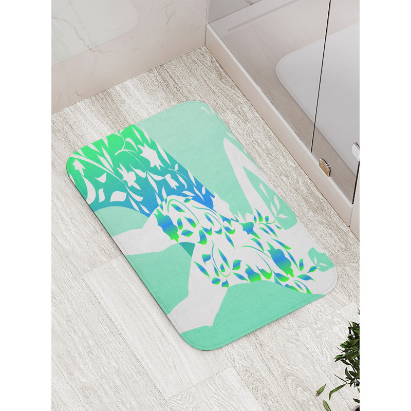 Girl Flower Petal Leaves Bath Mat