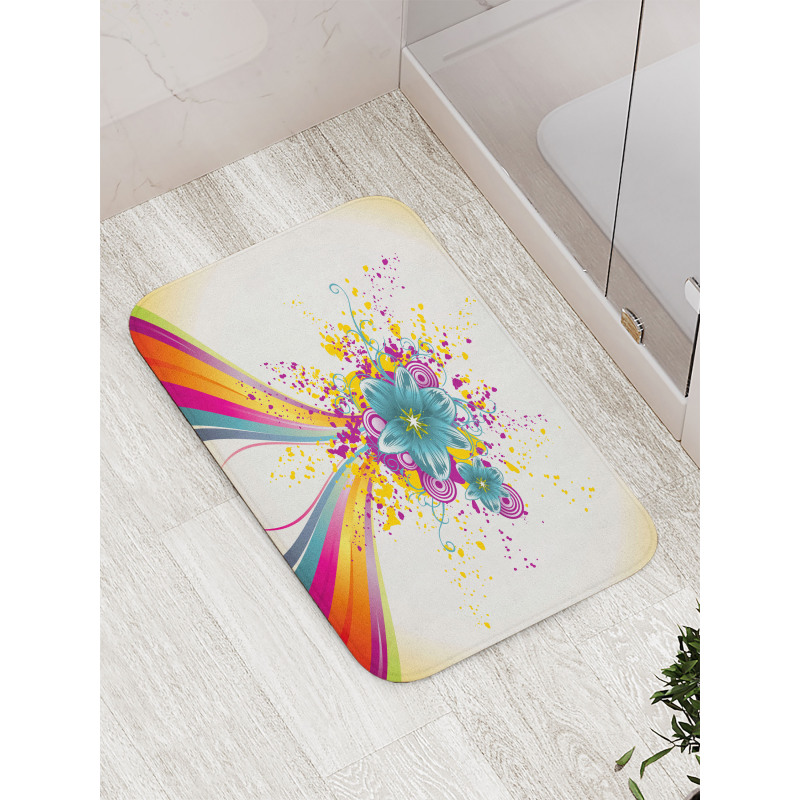 Rainbow Colored Buds Bath Mat