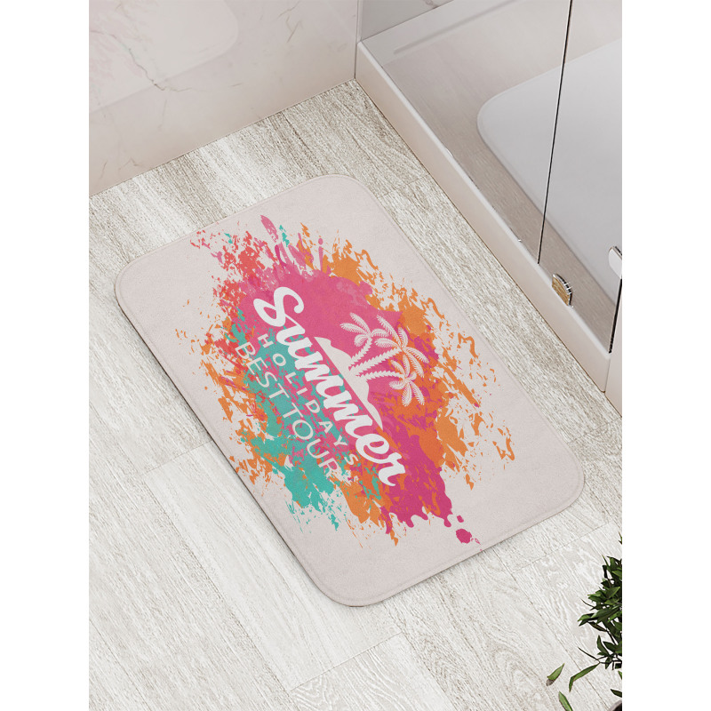 Lettering and Palms Bath Mat