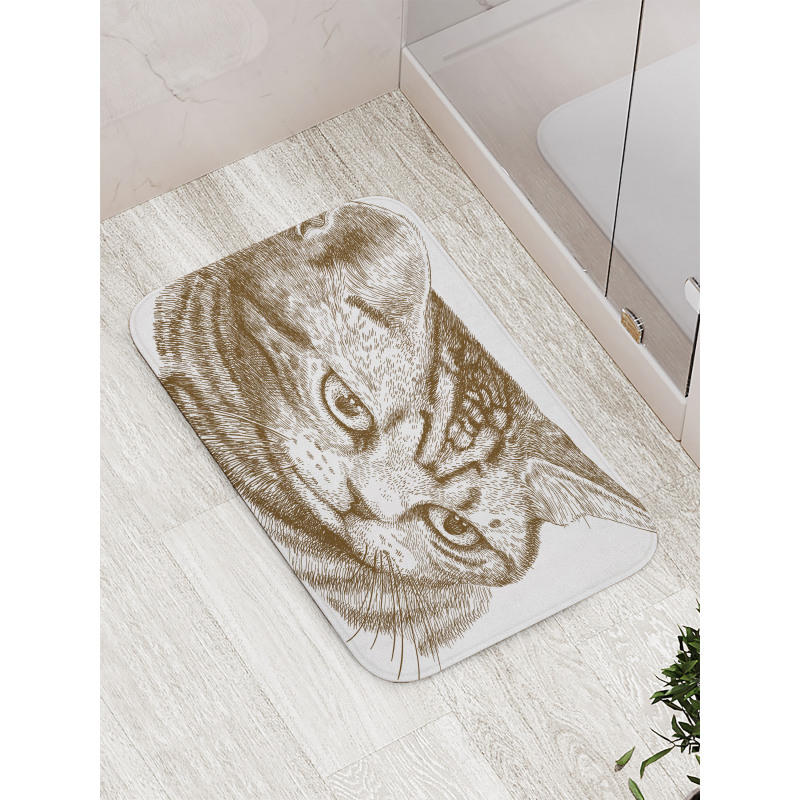 Portrait of a Kitty Hipster Bath Mat